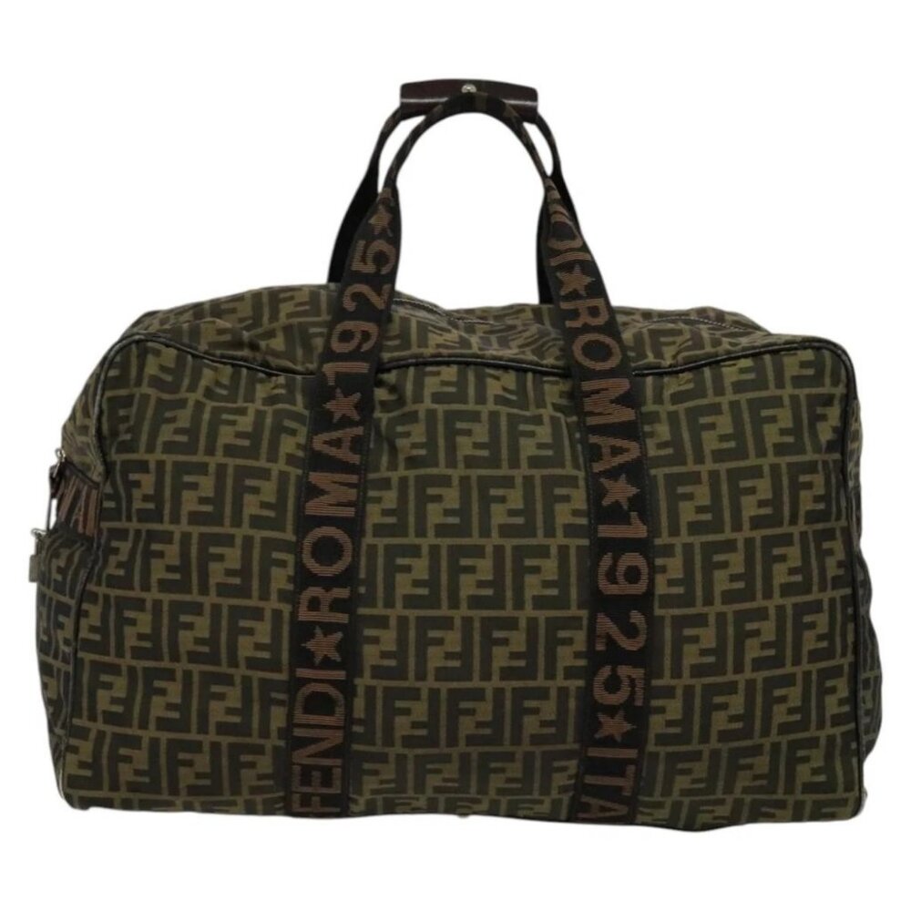 FENDI Zucca Canvas Boston Bag Brown Black Auth BA4042 - Picture 3 of 15